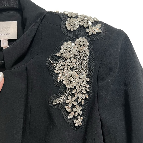 Cinq A Sept Crystal Ivy Kylie Embellished Blazer Jacket In Black - Picture 7 of 13